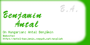 benjamin antal business card