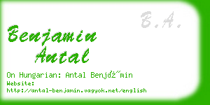 benjamin antal business card